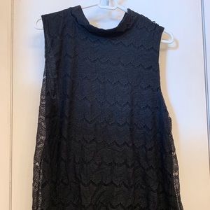 Banana Republic Black Lace Sleeveless Mockneck Top
